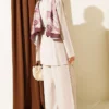 Asymmetrical Cut Brooched Tencel Two-Piece Set Beige - Image 3