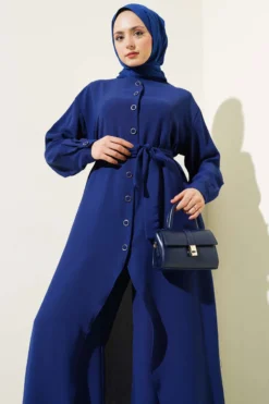 Alternative view of Asymmetric Cut Long Tunic Two-Piece Set Navy Blue