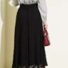 Lined Lace Skirt Black wholesale skirt view 3 - Hicabistan Turkey factory