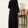 Gathered Sleeve Dress Black wholesale dress view 3 - Hicabistan Turkey factory