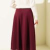 Tie Detail Scuba Skirt Burgundy Großhandel skirt view 3 - Hicabistan Türkei Fabrik