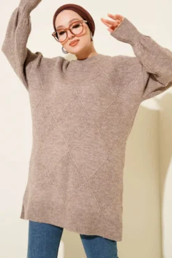 Quilted Soft Knit Tunic Mink