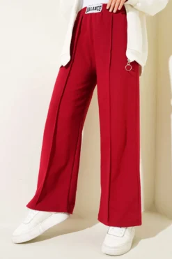 Balance Emblem Waistband Pants Burgundy