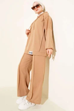 Hooded Oversized Two-Piece Set Camel