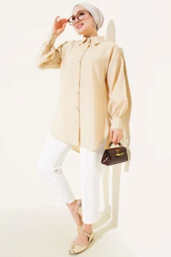 Alternative view of Balloon Sleeve Basic Shirt Beige