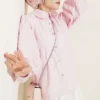 Balloon Sleeve Basic Short Shirt Pink