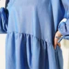 Balloon Sleeve Ruffled Parachute Two-Piece Set Blue wholesale clothing set view 4 - Hicabistan Turkey factory