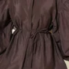 Balloon Sleeve Hidden Button Parachute Shirt Brown Großhandel shirt view 4 - Hicabistan Türkei Fabrik