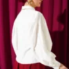 Balloon Sleeve Short Shirt Ecru all'ingrosso shirt view 3 - Hicabistan fabbrica Turchia