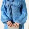 Balloon Sleeve Sequin Floral Evening Dress Indigo al por mayor dress view 4 - Hicabistan fábrica Turquía