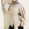 Balloon Sleeve Loose Fit Parachute Shirt Stone