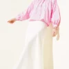 Balloon Sleeve Stone Button Short Shirt Pink wholesale shirt view 2 - Hicabistan Turkey factory