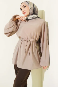Balloon Sleeve Tencel Tunic Mink