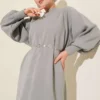 Balloon Sleeve Knit Dress wholesale dress view 2 - Hicabistan Turkey factory