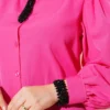 Balloon Sleeve Cuffed Shirt Pink al por mayor shirt view 4 - Hicabistan fábrica Turquía