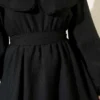 Baby Collar Belted Dress Black wholesale dress view 4 - Hicabistan Turkey factory