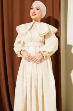 Alternative view of Baby Collar Embroidered Detail Dress Beige