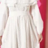 Baby Collar Embroidered Detail Dress White groothandel dress view 4 - Hicabistan Turkije fabriek