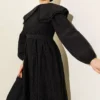 Baby Collar Embroidered Detail Dress Black