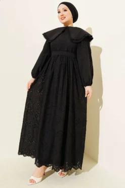 Alternative view of Baby Collar Embroidered Detail Dress Black