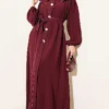 Dress with Baby Collar and Stitch Details Plum