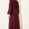 Dress with Baby Collar and Stitch Details Plum Großhandel dress view 3 - Hicabistan Türkei Fabrik
