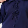 Collar Detail Ribbon Shirt Navy Blue al por mayor shirt view 4 - Hicabistan fábrica Turquía