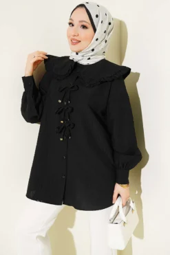 Baby Collar Ribbon Tunic Black