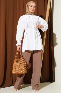 Alternatieve weergave van Baby Collar Embroidered Tie Shirt White