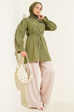 Alternatieve weergave van Baby Collar Embroidered Tie Shirt Khaki