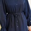 Baby Collar Embroidered Tie Shirt Navy Blue all'ingrosso shirt view 4 - Hicabistan fabbrica Turchia