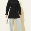 Baby Collar Embroidered Tie Shirt Black al por mayor shirt view 2 - Hicabistan fábrica Turquía