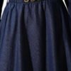 Belt Accessorized Denim Flared Skirt Navy Blue all'ingrosso skirt view 4 - Hicabistan fabbrica Turchia