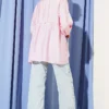 Belted Self-Patterned Shirt Pink بالجملة shirt view 3 - Hicabistan مصنع تركيا
