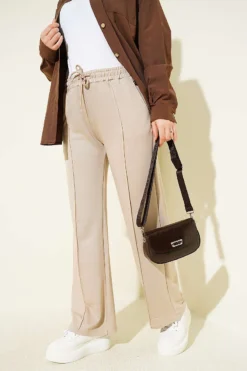 Belted Wide-Leg Trousers Beige