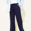 Belted Wide-Leg Trousers Navy Blue
