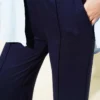 Belted Wide-Leg Trousers Navy Blue wholesale pants view 4 - Hicabistan Turkey factory