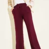 Belted Wide-Leg Trousers Plum