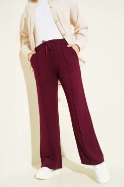 Belted Wide-Leg Trousers Plum