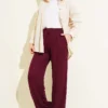Belted Wide-Leg Trousers Plum en gros pants view 2 - Hicabistan usine Turquie