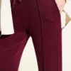 Belted Wide-Leg Trousers Plum en gros pants view 4 - Hicabistan usine Turquie