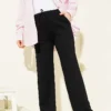 Belted Wide-Leg Trousers Black