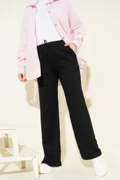 Belted Wide-Leg Trousers Black