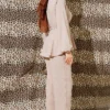Belted Buckle Two-Piece Set Beige wholesale clothing set view 3 - Hicabistan Turkey factory