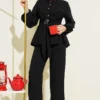 Belted Buckle Two-Piece Set Black