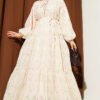 Dress with Belt Tie Detail Beige