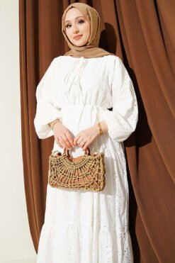 Alternative view of Dress with Belt Tie Detail White