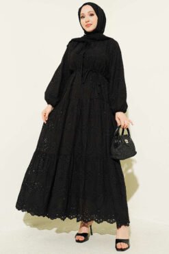 Dress with Belt Tie Detail Black