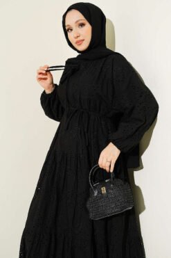 Alternative view of Dress with Belt Tie Detail Black