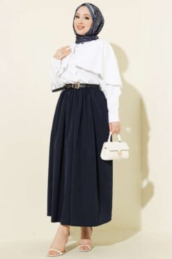 Vista alternativa de Belted Pocket Skirt Navy Blue